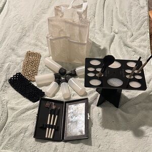 Bundle: Makeup Brush Holder, Mesh Shower Caddy, Travel Brushes & Containers